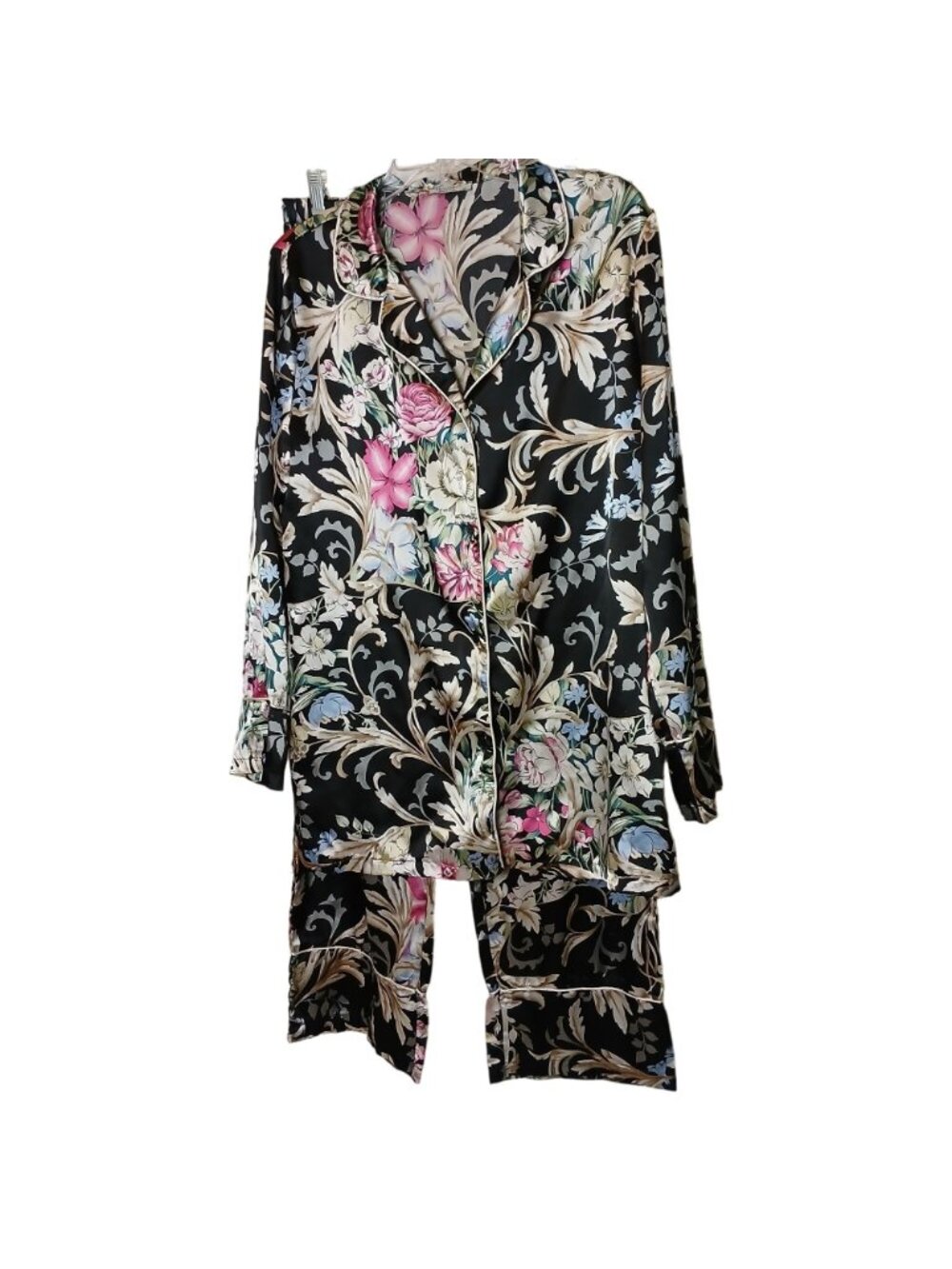 Ekouaer Womens XXL Floral Pajama Set 95% Terylene 5% Spandex Satin Floral #I-8 - Picture 7 of 7